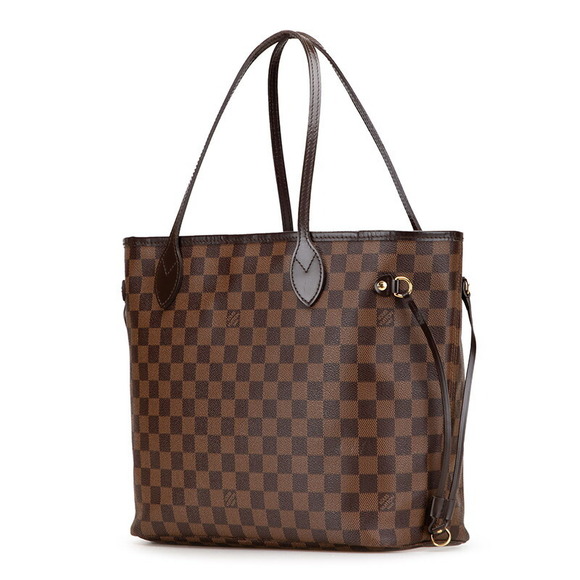 Louis Vuitton Damier Neverfull Shoulder Bag Tote Brown Leather - Picture 2 of 8